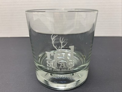 Red Stag By Jim Beam Low Ball Whiskey Glass With Indention Of Baseball