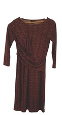 Talbots Petites Women's Dress Size P  Rust Orange Tan & Black Stretch Pleated