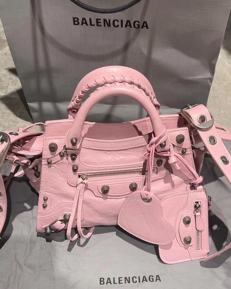 Balenciaga Neo Cagole City Motorcycle Bag Cherry Blossom Pink