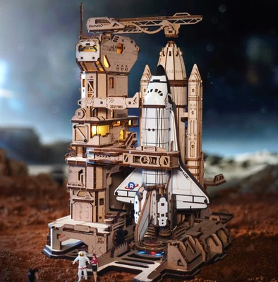 ROKR 3D Wooden Puzzle Kits Space Shuttle Mechanical Model Gifts Decor Toys - Image 1 of 4