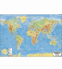 World Map : PHYSICAL ( 70 x 100 cm )- Laminated