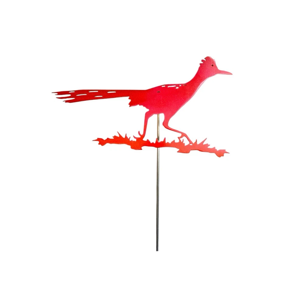 Roadrunner capa de polvo roja con estaca de jardín de 12 pulgadas hecha de acero Foto 3 de 4