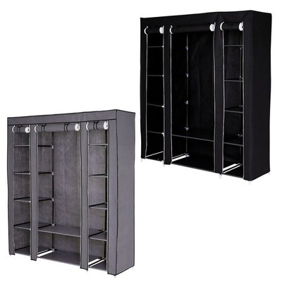 dibea faltbarer Stoff-Kleiderschrank mit Vliesbezug, 175x150x45 cm, 2 Farben