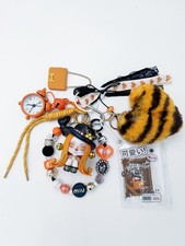 Handmade authentic Skullpanda beaded bag charm and keychain rhinestone accents