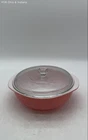 Pyrex Pink Round Casserole Dish 024 2 Qt with Clear Lid Vintage Mid-Century