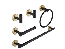 BWE A-91020-GB 5Pcs Bath Hardware Set in Matte Black Gold NEW