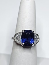 Vintage Sterling Silver 5 ct Blue Sapphire Cocktail Ring Size 6 1/2 B1-77