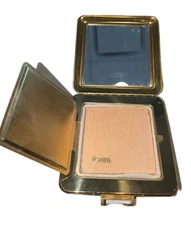 Vintage Volupte Gold Tone Compact Mirror Cute Belt Clasp Makeup Powder EUC 