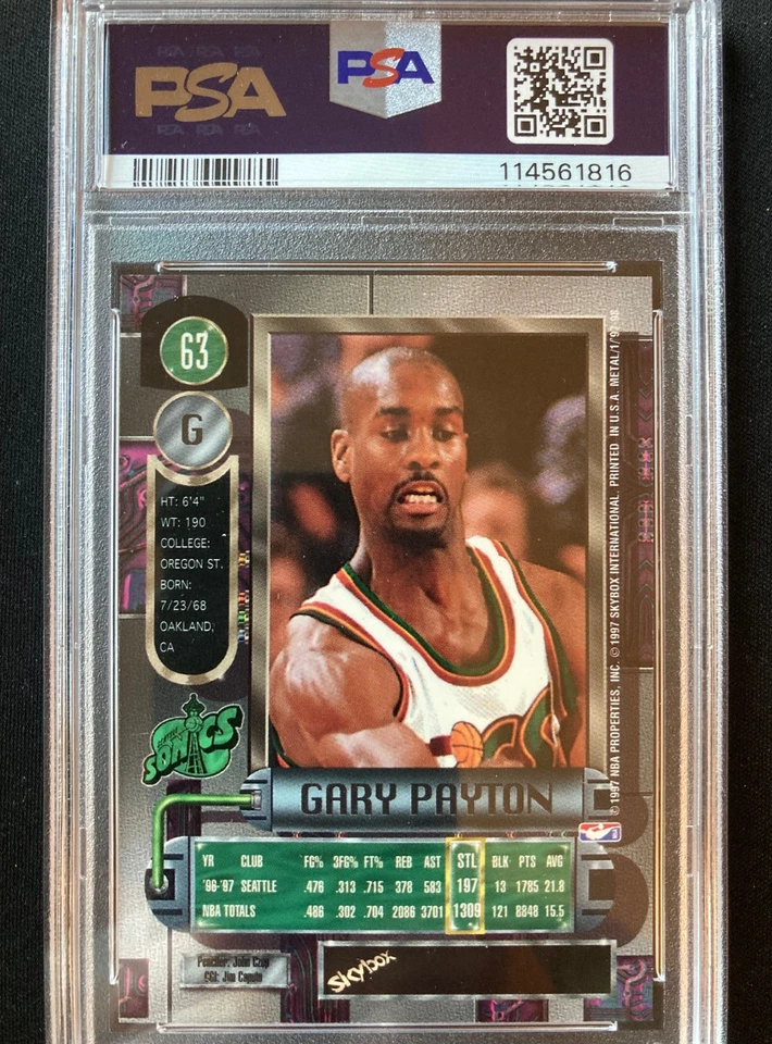 1997 Metal Universe #63 Gary Payton PSA 9 Mint Rare Only 37 Exist - Image 2 of 2