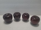 VTG '70s Solid Wood "3" Hand Lathe Polished Hardwood Apples Set 4.  — photo 1