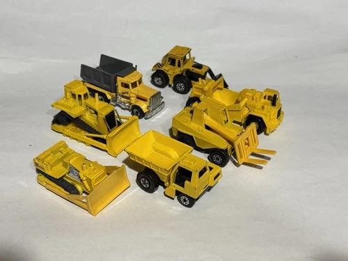 Hot Wheels Matchbox Vintage lot of 7 Yellow Construction Trucks 1970s/80s/90s
