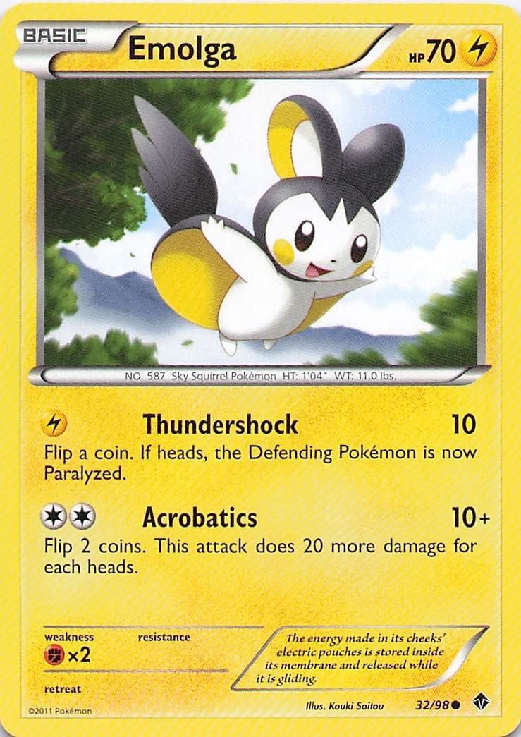 Pokemon Card - Emolga - (32/98 - Emerging Powers)