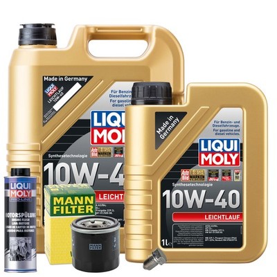 Motoröl 10W40 LIQUI MOLY Leichtlauf 6L+MANN Ölfilter+Spülung+Ölablassschraube