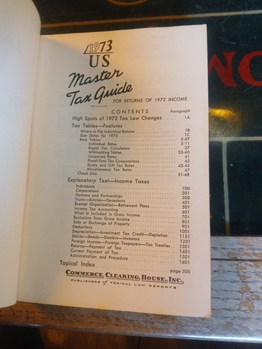 Vintage U.S. MASTER TAX GUIDE BOOK 1973 McDowell National Bank - Picture 2 of 2