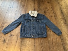 Levi s Boys Size Small Silvertab Trucker Jean Jacket Sherpa Collar Blue Denim