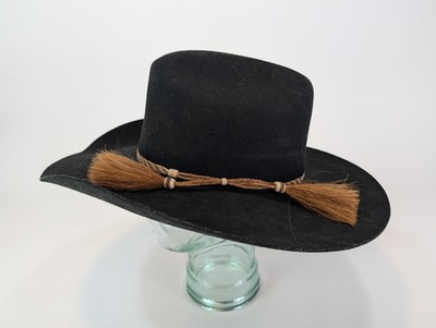 Vintage MHT Westerns 3X Beaver Black Cowboy Cowgirl Hat with Carry Case 57 7 1/8 MHT Master Hatters Of Texas Western Cowboy Hat Black 3X  main image 4