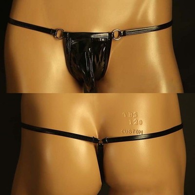 Trendige Herren G Strings Unterwäsche Kunstleder T Back Low Rise Fit