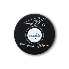 John Carlson Autographed Washington Capitals Hockey Puck Inscribed 1000th Game