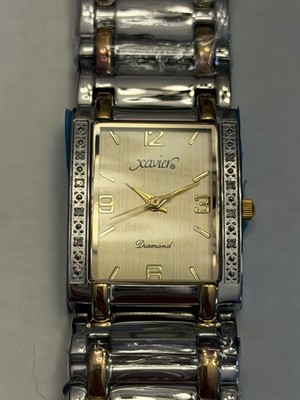 Xavier Women's Diamond Bezel Swiss Two-Tone Band 25mm Quartz Analog Watch