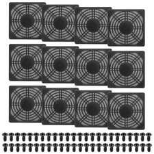 12Pcs 90mm Fan Filter Grill Plastic Ventilation Grill Cover with Screws, Black