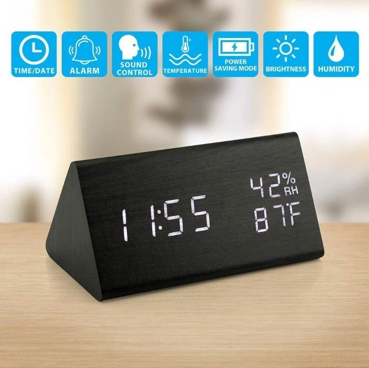 Wooden Alarm Clock, Smart LED Digital Clock for Bedroom/desks, ..............287 - Image 2 of 4