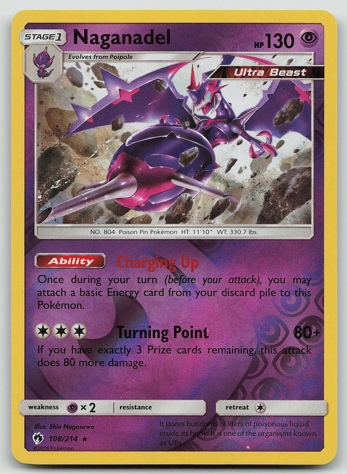 Pokemon Naganadel 108/214 Lost Thunder Rare Reverse Holo NM