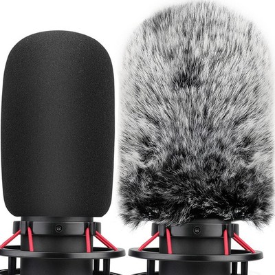 Pop Filter for Hyperx Quadcast s, Mic Foam Cover+Furry Cover Hyper X 