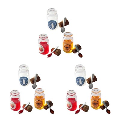 9 Sätze Mini Food-Modelle Mini Honig Milchflaschen Erdbeer-Sauce-Modelldekore