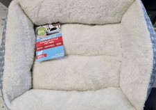 Vibrant Life Dog  Cat Bed, Plush Cuddler, Portable, Blue  White, 19"  15"