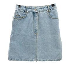 VTG 90s Denim Mini Skirt Size 7 Light Wash High Rise A-Line Classic Cotton