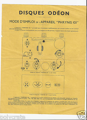 Vintage Advertising ODEON Discs Radio Devices _ User Manual ''Phrynis 101''