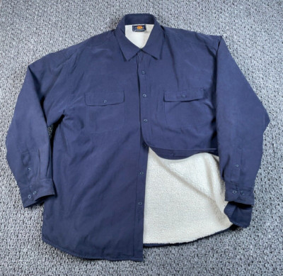 Sherpa Lined Work Shirt Jacket Adult XL Dark Blue Workwear Insulated Shacket