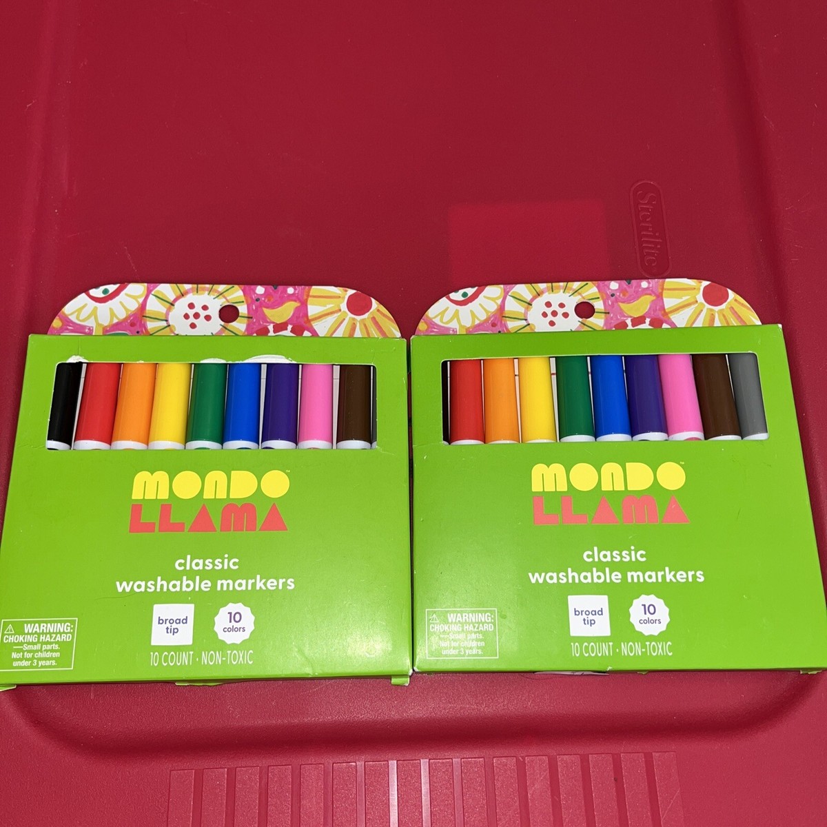 Mondo Llama Markers 10 Classic Colors Broad Tip Washable Non-Toxic