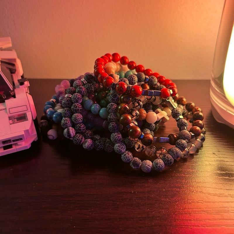 その他 K Casual Cross Bracelet Natural Turquoise Bead Elastic Wristbands