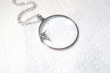 Magnifying Glass bird Necklace Monocle pendant Magnifying Steampunk Necklace