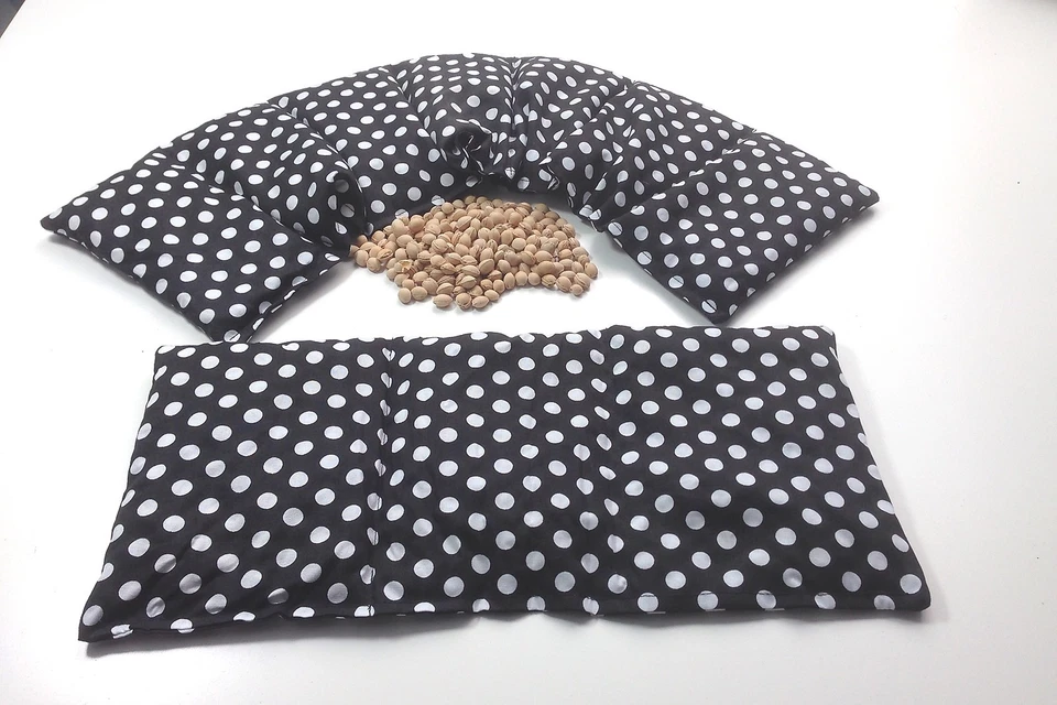 KÖRNERKISSEN 🌟 Grosses Set 🌟 Schwarz Punkte Kirschkernkissen XXL Wärmekissen 7 K + 3 K 🌟