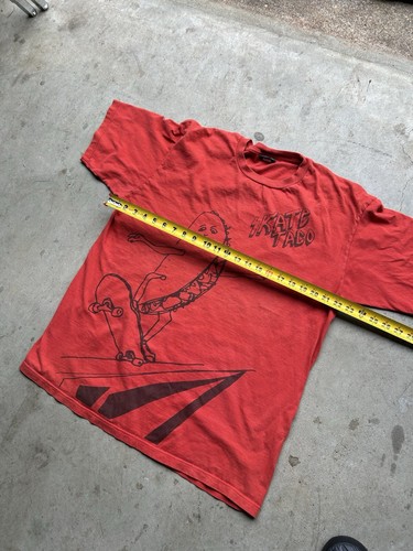 Rare Vintage 90s Y2k Volcom Skate Taco AOP Red Black Graphic T Shirt XL - Picture 5 of 6