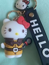 Adorable Hello Kitty Wristlet - 3D Keychain with Wrist Strap and Charm
