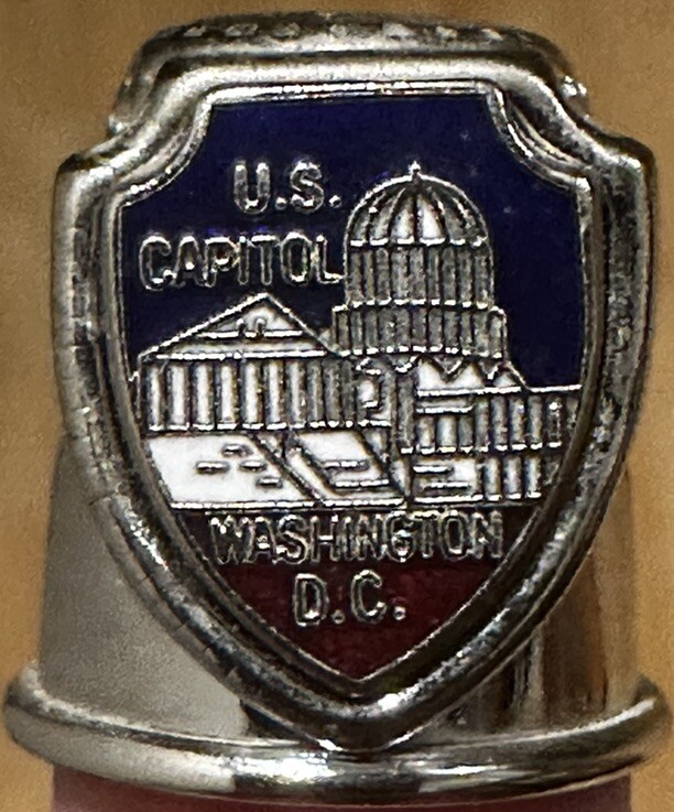 Washington DC Souvenir Silver Tone Metal Thimble w/ US Capitol Building