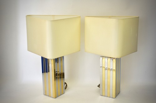 Set: 2 Tischlampen von Willy Rizzo für Lumica Bicolor Guter Zustand. - 第 1/12 張圖片