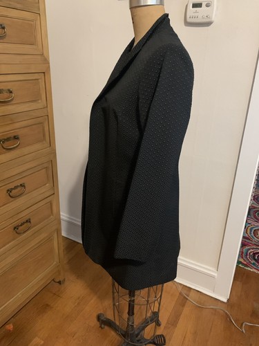 Louben, Canada Black Pin Dot Wool Blend, Womens Duster Coat Size 10 - Picture 6 of 10