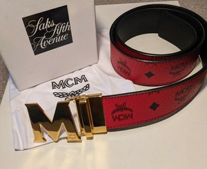 mcm belt black and gold