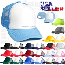 Trucker Hat Foam Mesh Back Snapback Adjustable Baseball Cap Plain Solid Mens