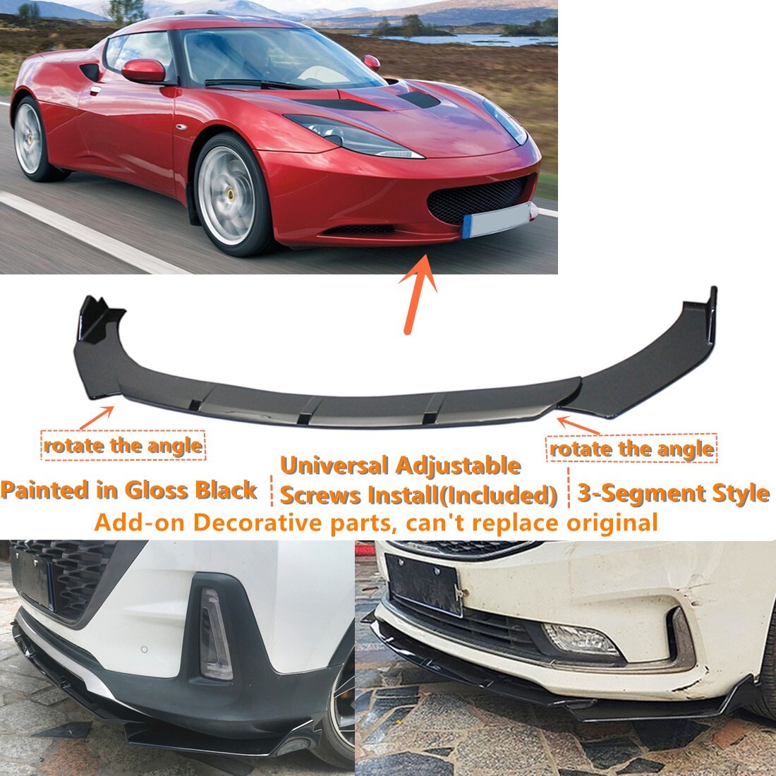 Add-on Universal For 2010-14 Lotus Evora Front Bumper Lip Spoiler