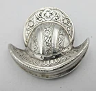 Vtg ANTIQUE silver tone metal Floral Paisley Hat Brooch Pin Costume Jewelry