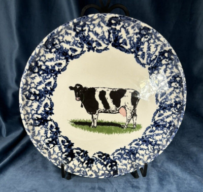 Vintage Designs - Cow Sponge Splatter Paint Plate 10 1/8  Southlake Cow Country