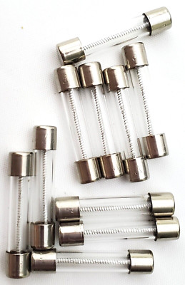 Lot of 10 Littelfuse 3AG 5A Glass Fuses 5 Amp 250 Volt Slow Blow 1/4'' x 1-1/4''