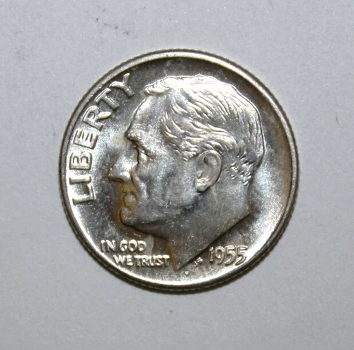 A1 - US Roosevelt Dime 10 Cents 1955-D Brilliant Unc. Silver Coin *** Beautiful