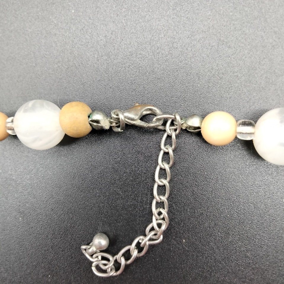 White Acrylic Beaded Chunky Funky Statement 32" Necklace VTG Estate