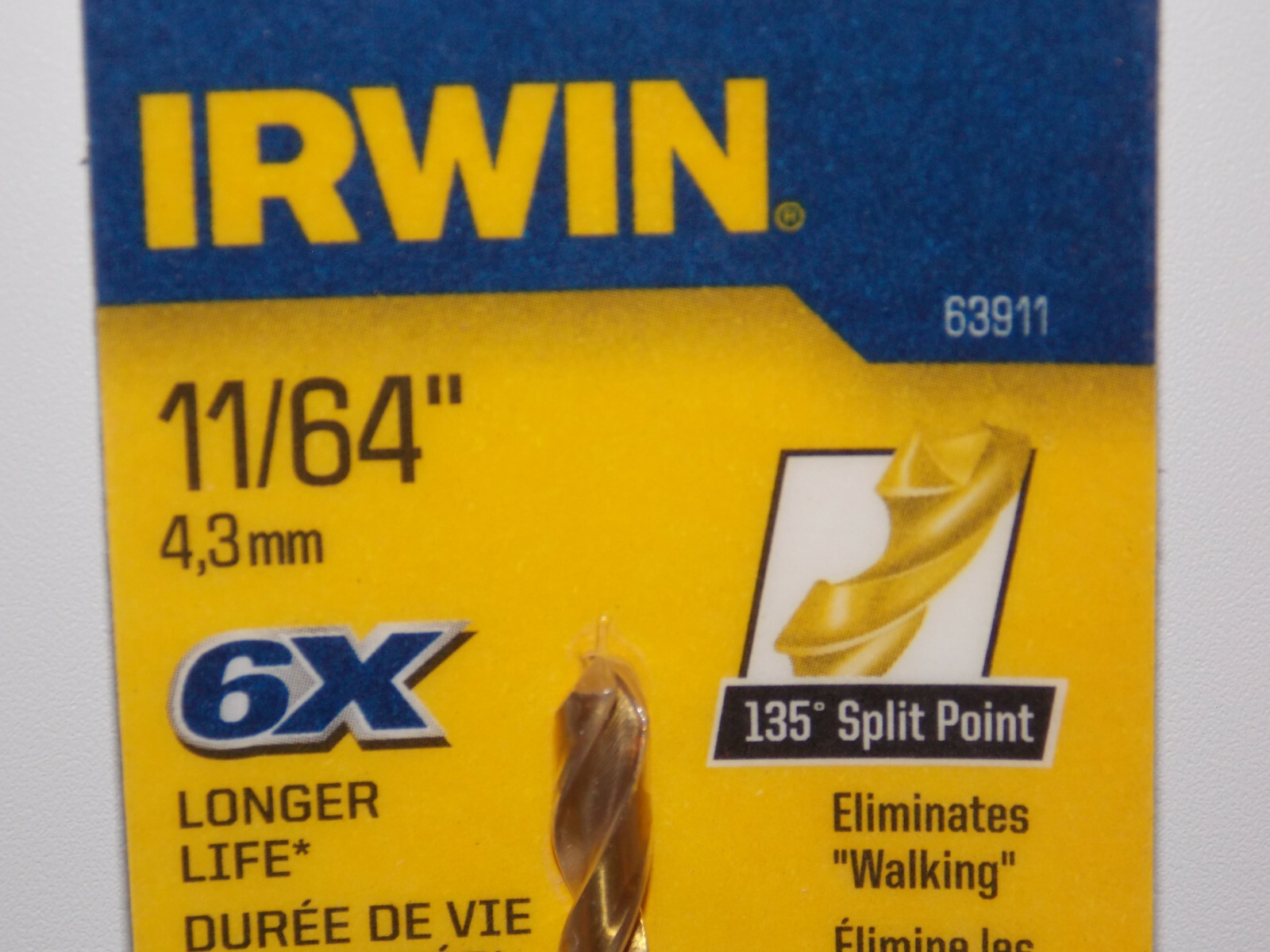 Irwin 63911 Titanium 11/64" x 3-1/4" High Speed Steel Drill Bit